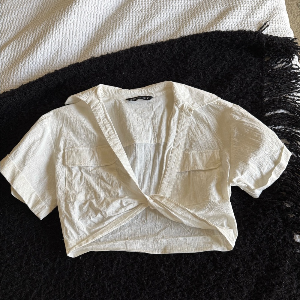 Zara white cropped Blouse